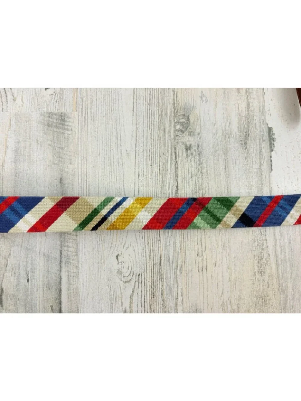 Smathers & Branson Summer Madras Needlepoint Belt Sz 46 Plaid